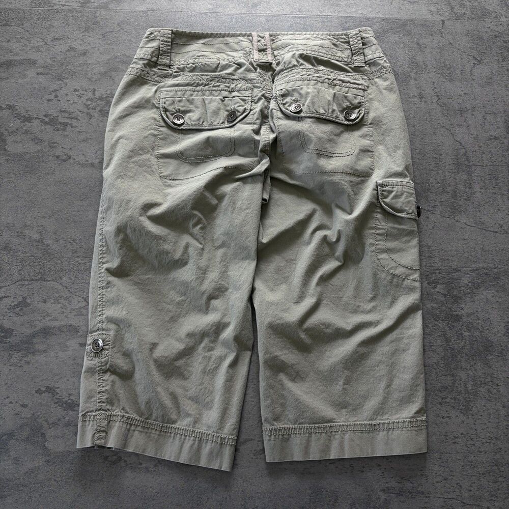 Vintage Y2K DKNY Cargo Capri Pants Green Skater Grunge Girl Size 4 Relaxed Fit